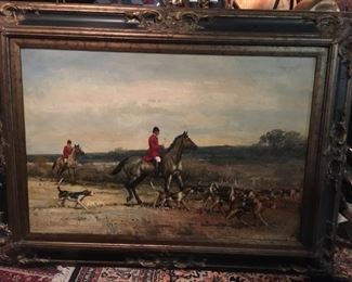Large Oil Painting of a Hunt Scene $1320.00