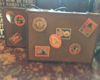 Pair of Suitcases with Interesting Travel Stickers - Great Condition $275.00