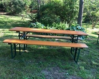 Original Beer Garden Picnic Sets, Imported from Germany, each set (I have 10) are stamped with the Garden/Brewery in Germany that originated from $275.00 per set. This is a great price