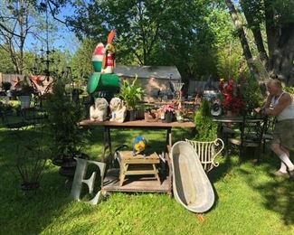 Various lawn art and statuary