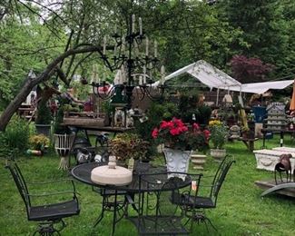 Patio sets, chandeliers - electric and candle