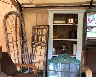 Wood Frame Windows, some original without glass and some converted to mirrors