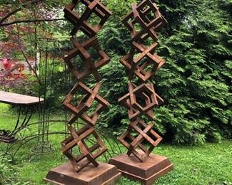 Cube sculptures, 6" tall, steel $1650.00 a pair