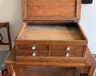 #5	Oak antique writing desk 37"x34"x21"	 $150.00 
