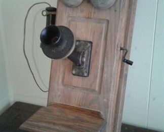 Antique wooden wall telephone