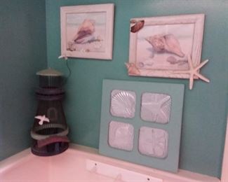 Beach Themed Wall Art and Wire Light House