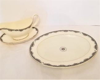 Lot #7  Royal Doulton platter and gravy boat w/underplate - "Albany" pattern