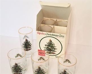 Lot #11  Spode "Christmas Tree" rocks glasses and hi-ball glasses - total of 7