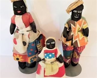 Lot #13  3 folk art Black Americana dolls - stands included