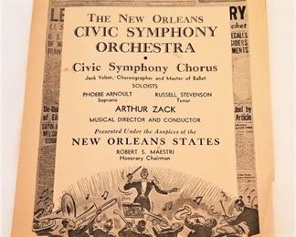 Lot #25  Program from New Orleans Civic Symphony Orchestra - Maestri was Mayor