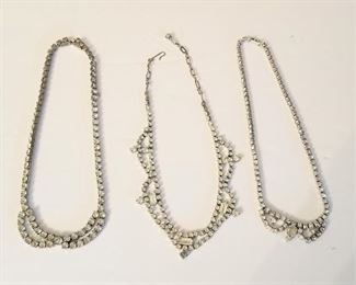 Lot #50  Vintage Rhinestone Lot - three necklaces