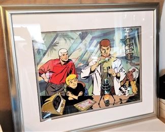 Lot #57  Signed, super limited lithograph - Hanna Barbera Johnny Quest "Quest labs" - signed by artist - with COA signed by both Hanna and Barbera (now deceased).  Original receipt.  Only 300 made.
