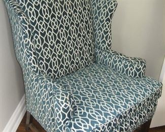 Newly upholstered Chippendale wingback chair