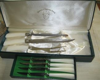 Sheffield carving set in box, Henkel boxed knife set