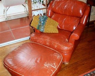 Leather armchair and ottoman