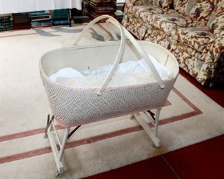 Vintage wicker baby bassinet