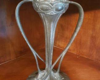 Lot 3 Archibald Cox 10" Tudric "Whiplash" Pewter Vase Heavy Wear but Rare and Interesting $50