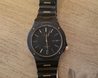 Lot 24 Nice Black Annodized Seiko Calendar Watch Vintage Needs Battery $20