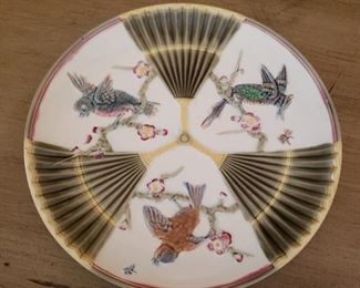 Lot 75 Wedgewood Majolica Bird and Fan Plate $50