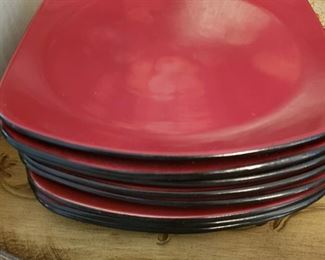 Lot 118 Red Corelle Hearthstone- 8 Dinner plates $50