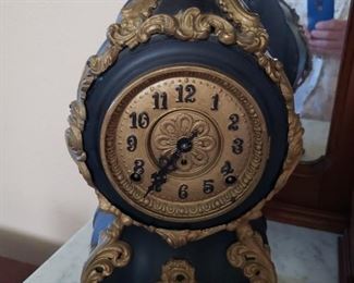#145 Working Antique Cast Iron Clock $200