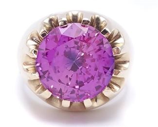 Men's Custom Color Changing Pink Sapphire in Heavy Gold