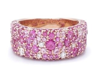Pink Sapphire and Diamond Ring in 14k Rose Gold