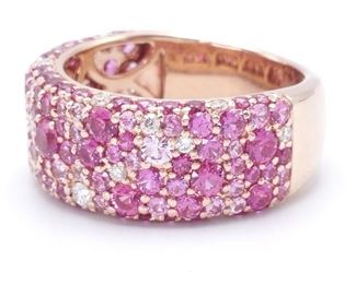 Pink Sapphire and Diamond Ring in 14k Rose Gold