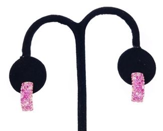 Pink Sapphire and Diamond Earrings in 14k Rose Gold