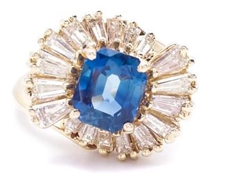 Sapphire and Diamond Estate Ring in 14k Gold