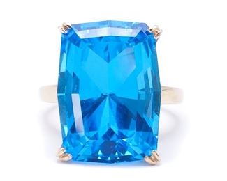 Large Topaz Estate Ring in Gold