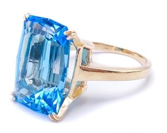 Large Topaz Estate Ring in Gold