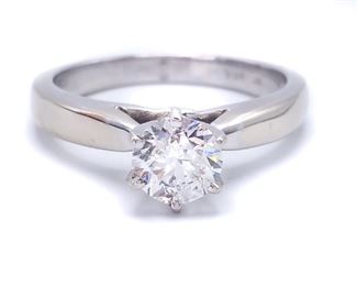Beautiful ~.75 Carat Ladies Tiffany Style Solitaire Estate Ring in 14k White Gold - $2950
