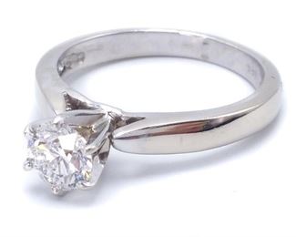 Beautiful ~.75 Carat Ladies Tiffany Style Solitaire Estate Ring in 14k White Gold - $2950