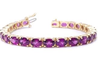 Dazzling ~25 Carat Raspberry Garnet Estate Bracelet in Heavy 14k Yellow Gold - $2550