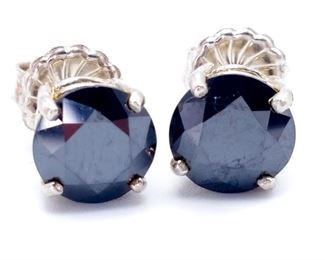 ~3.4 Carat Black Diamond Stud Estate Earrings