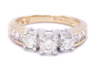 1 Carat Past, Present, and Future Diamond Estate Ring in 14k Yellow Gold - $4750