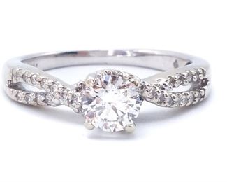 Gorgeous Criss Cross Diamond Wedding Set in 14k White Gold; $3275