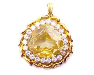 Immaculate Yellow & White Estate Pendant in 18k Yellow Gold