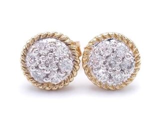 Diamond Estate Earrings in Two Tone Gold; $1750