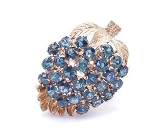 Ladies Sapphire Cluster Estate Ring in 14k Yellow Gold