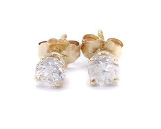 Diamond Stud Estate Earrings in 14k Yellow Gold