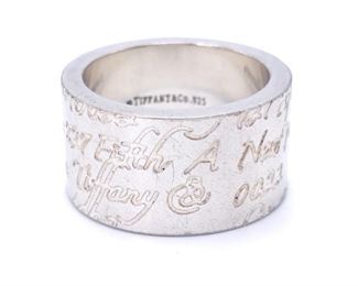 Tiffany & Co Cursive Notes Estate Ring in Sterling Silver; $275