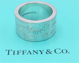 Tiffany & Co Cursive Notes Estate Ring in Sterling Silver; $275