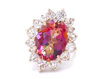 Spectacular Color Changing Mystic Topaz Estate Ring in Yellow Gold