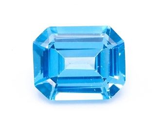 3.88 Carat Blue Topaz Gemstone; Octagon Cut