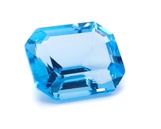 3.88 Carat Blue Topaz Gemstone; Octagon Cut