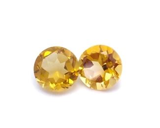 (2) .82 Carat Citrine Gemstones; Round Cut
