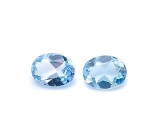 (2) .41 Swiss Blue Topaz Gemstones; Oval Cut