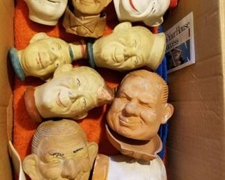 Chia pet heads, military officer chia pets circa 1940's